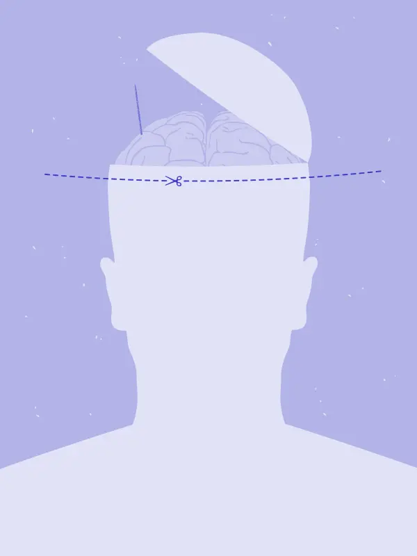 Avatar cut open with brain and toothpick