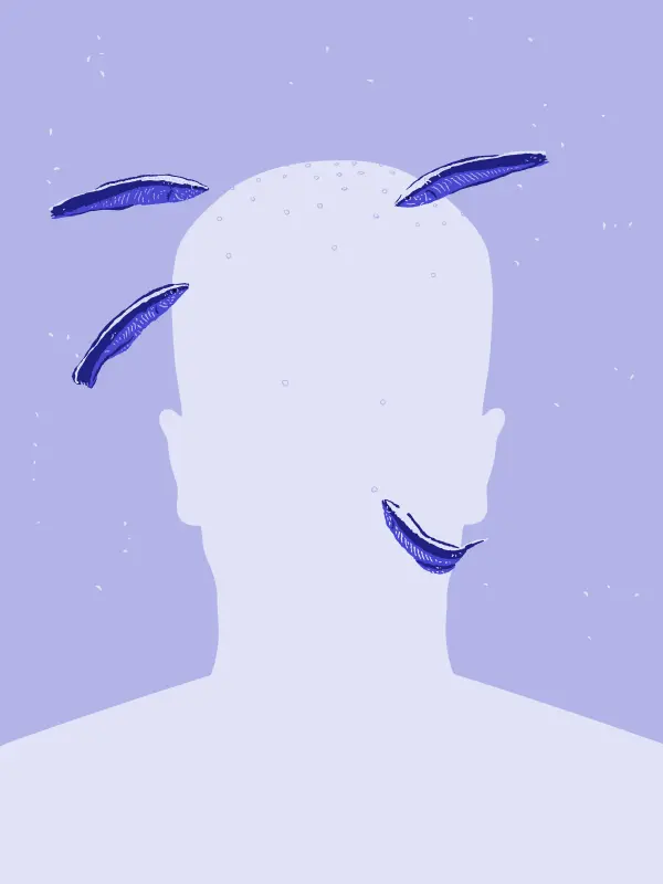 Avatar with several fish cleaning up