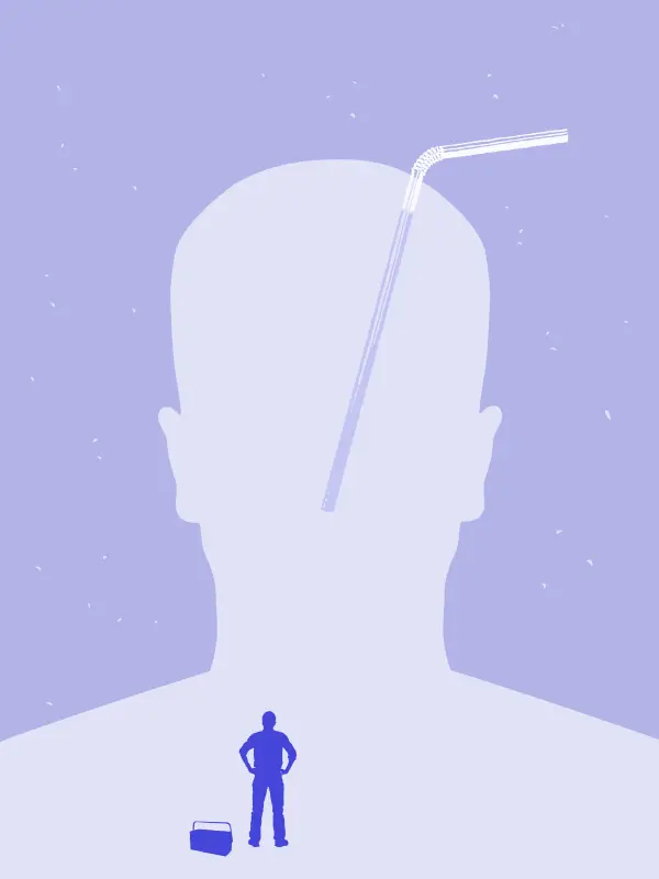 Avatar with drinking straw and craftman with toolbox