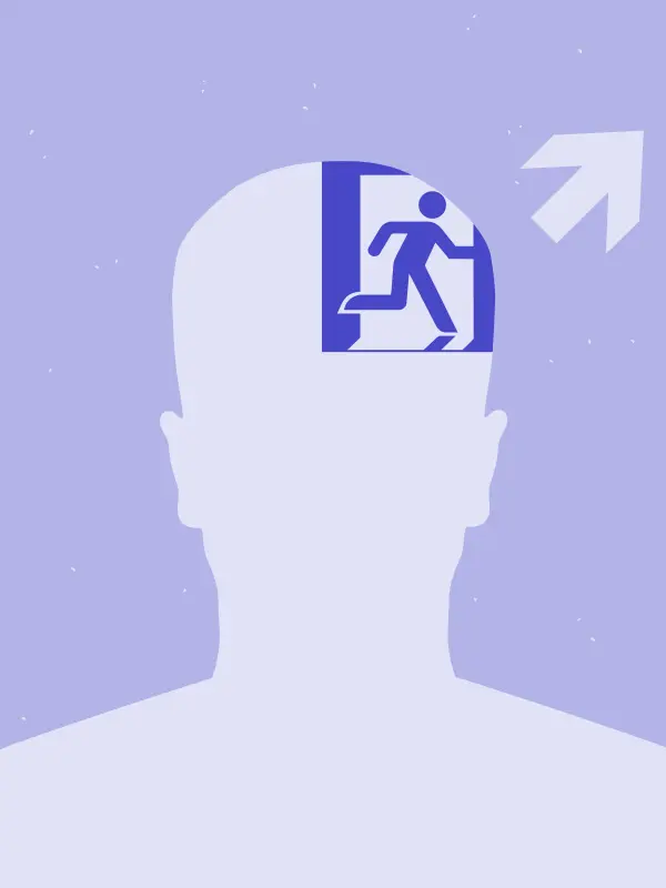 Avatar with emergency exit icon