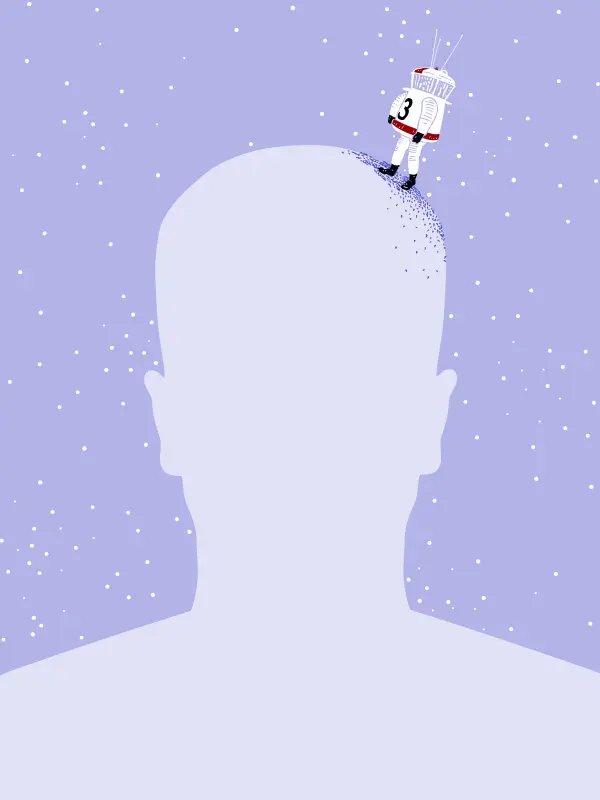 Avatar with landed astronaut in a space suit