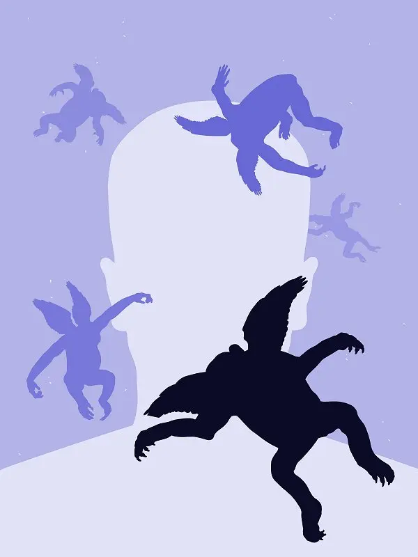 Avatar surrounded by several flying monkeys