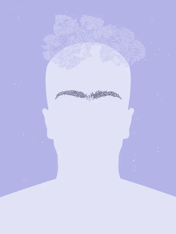 Avatar with Frids Kahlo's eyebrows and flowers