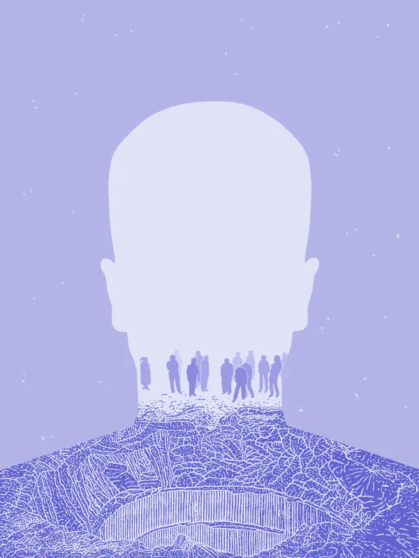 Avatar with sinkhole and a group of clueless people