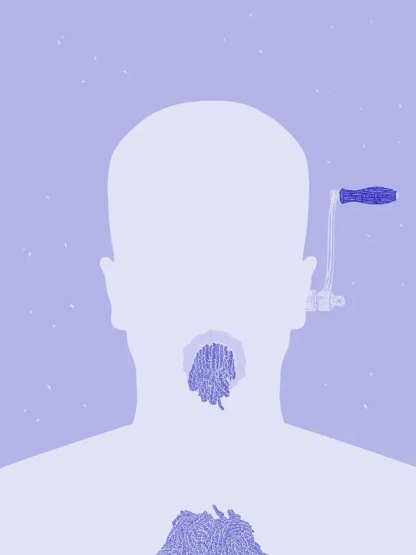 Avatar with grinder parts and meat