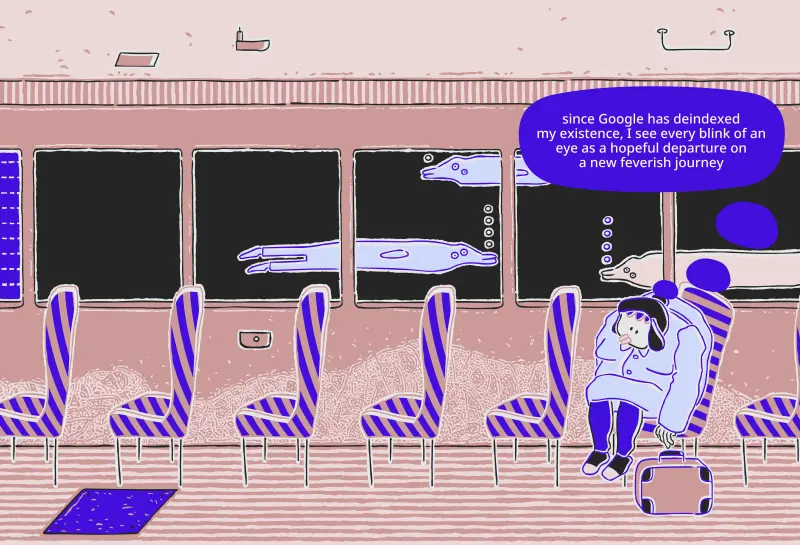 since Google deindexed my existence, tha departure on a feverish journey. Cartoon